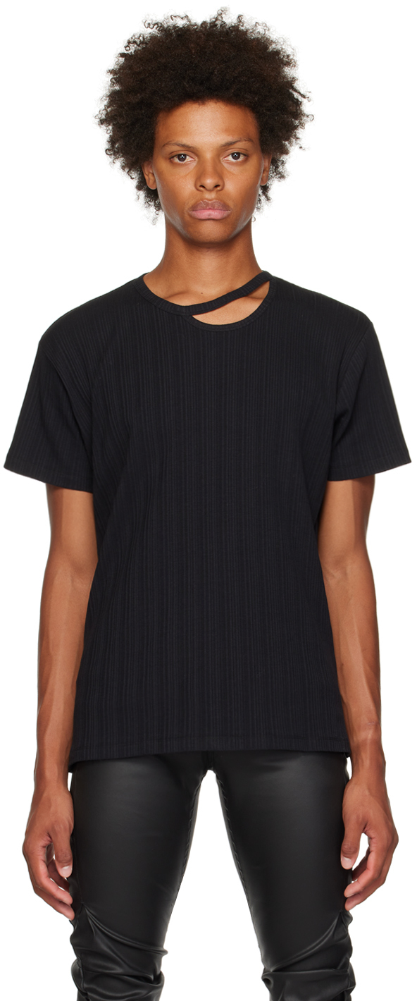 LGN LOUIS GABRIEL NOUCHI BLACK CUTOUT T-SHIRT