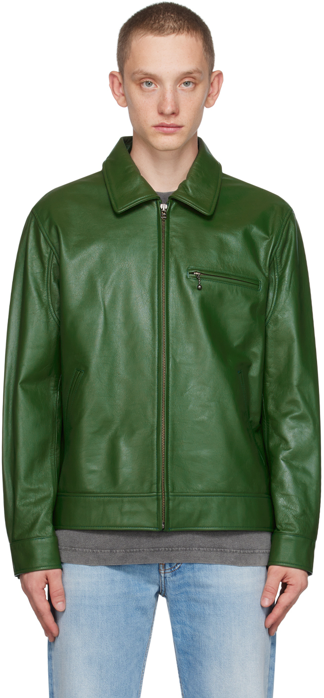 Green Zip Leather Jacket