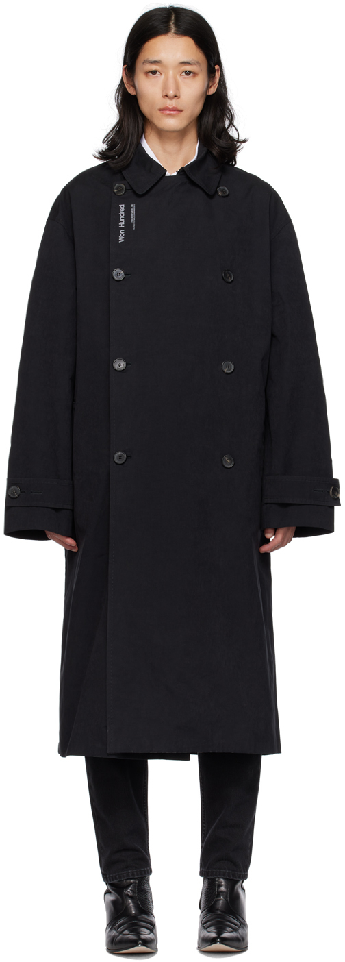 Black Amsterdam Trench Coat by Won Hundred on Sale