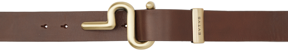 Eytys Brown Zane Belt In Brass/vintage Brown