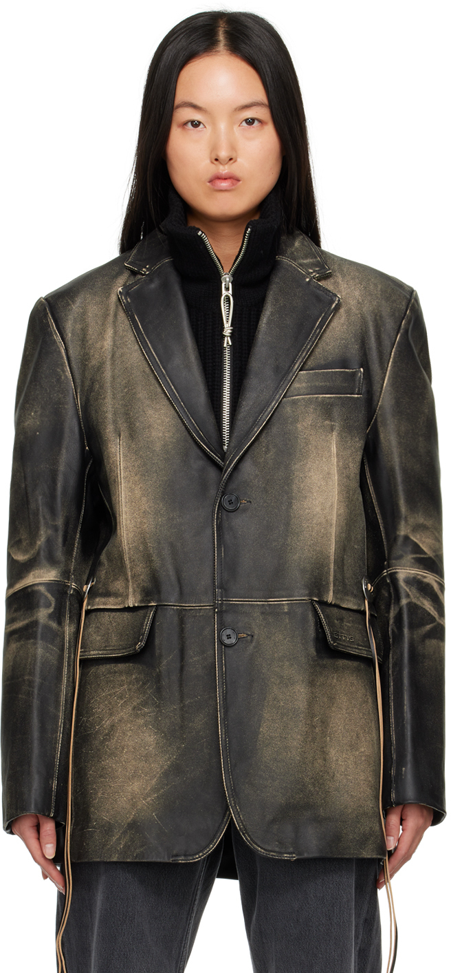 Eytys Black Cameron Leather Jacket In Brushed Black