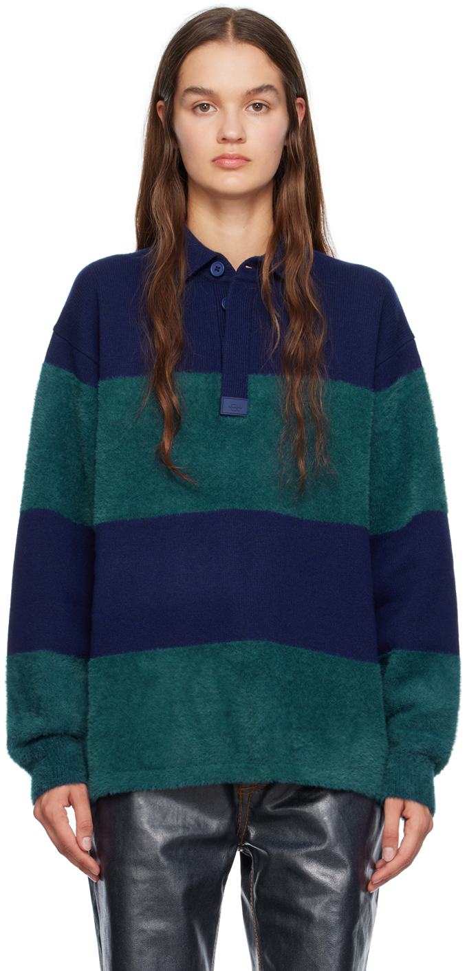 Navy & Green Jarvis Long Sleeve Polo