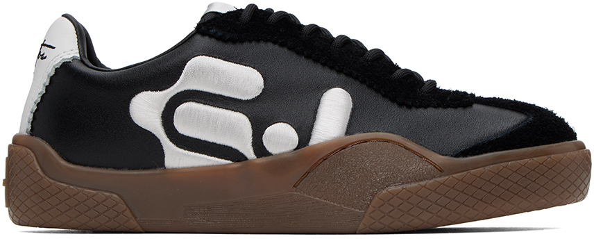 Eytys Black & White Santos Trainers In Leather Black