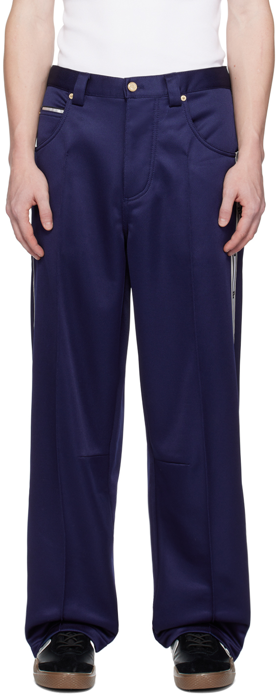 Shop Eytys Blue Titan Tape Trousers In Navy