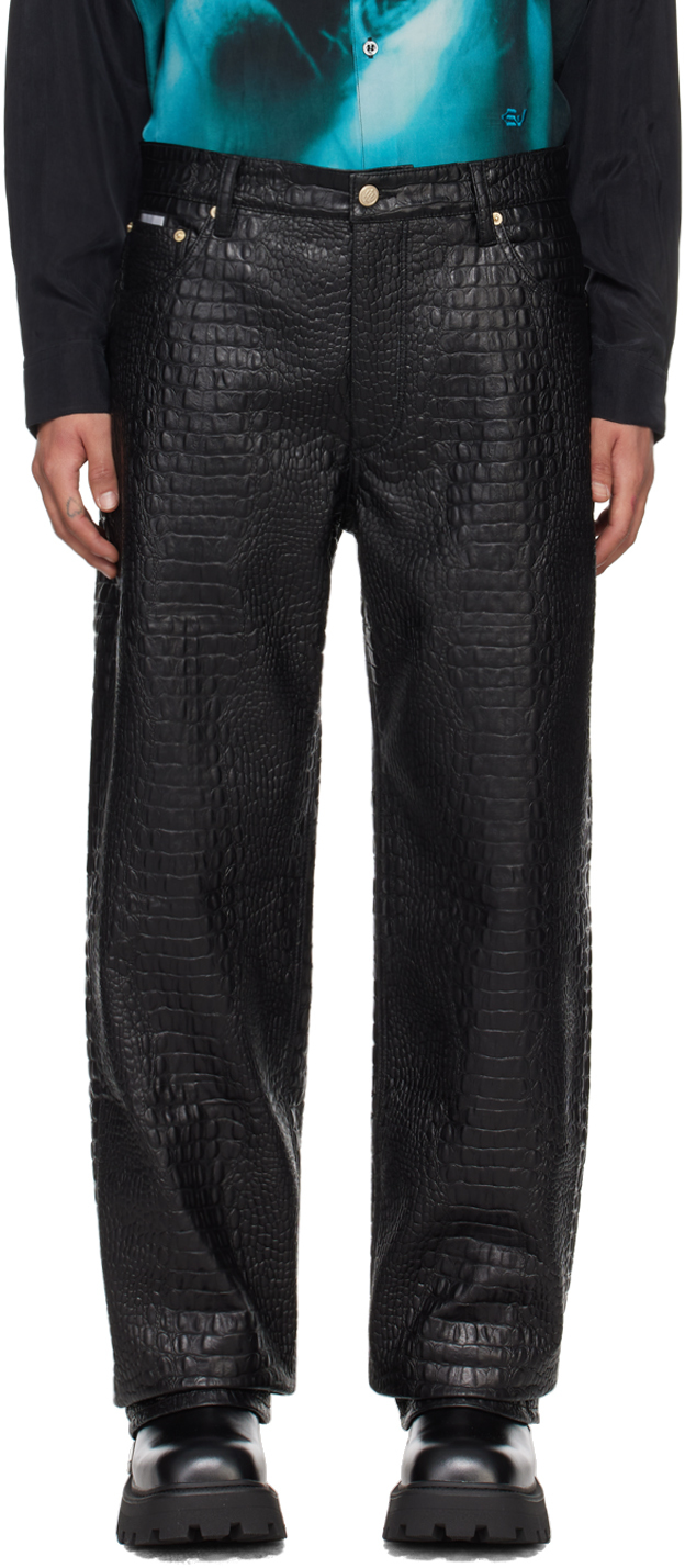 Eytys Black Benz Faux-leather Trousers In Black Croco