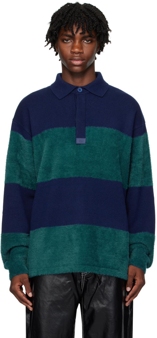 Eytys Navy & Green Jarvis Polo In Navy/green