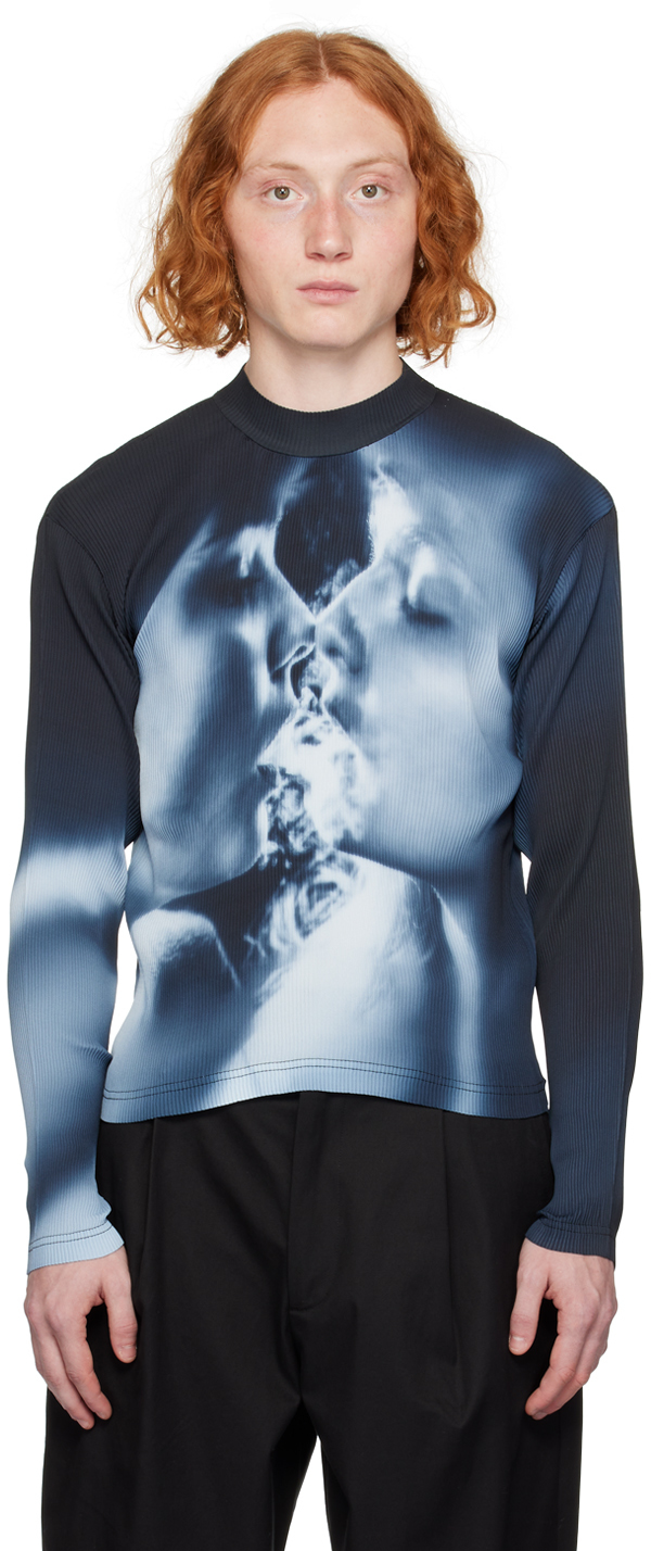 Eytys Blue Jax Long Sleeve T-shirt In Grey Smoke