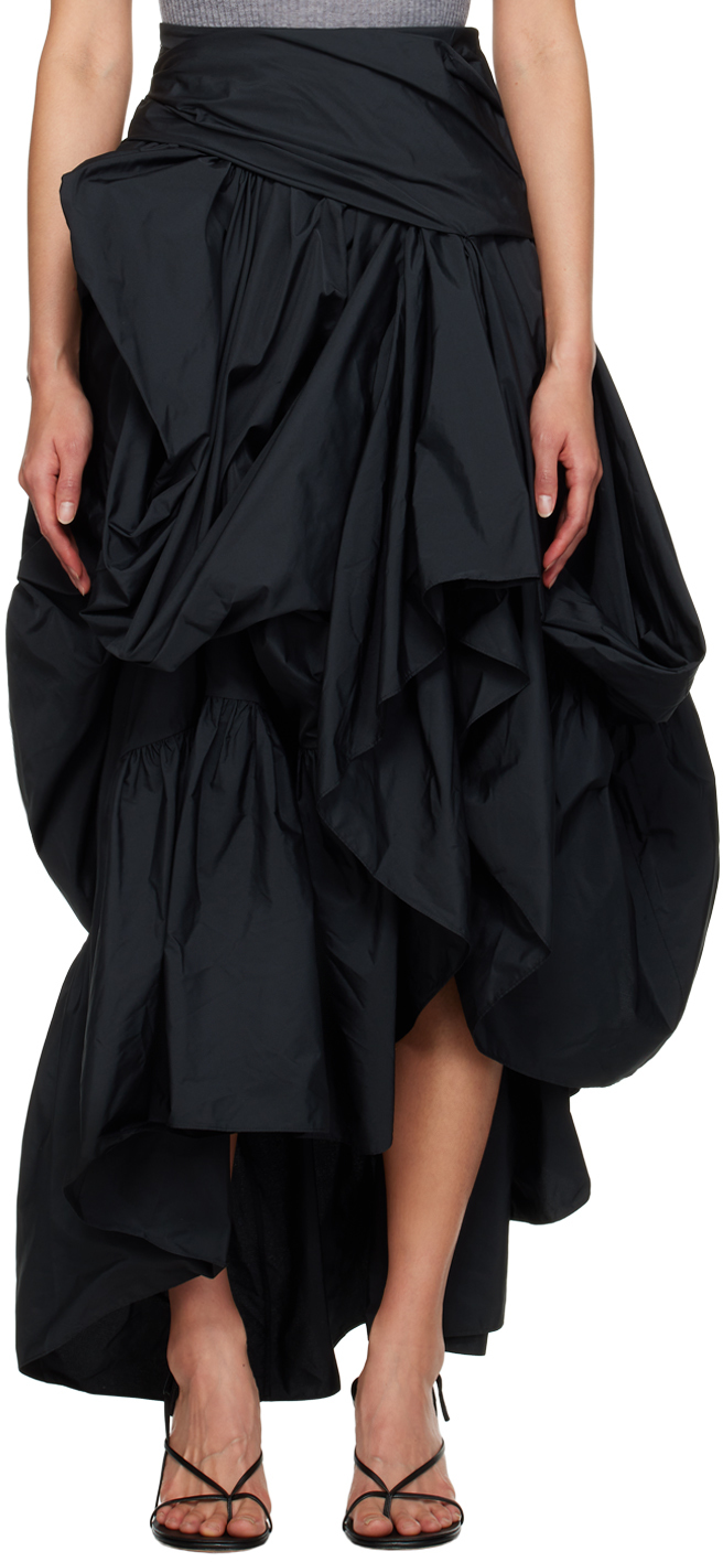Erdem Black Asymmetrical Midi Skirt