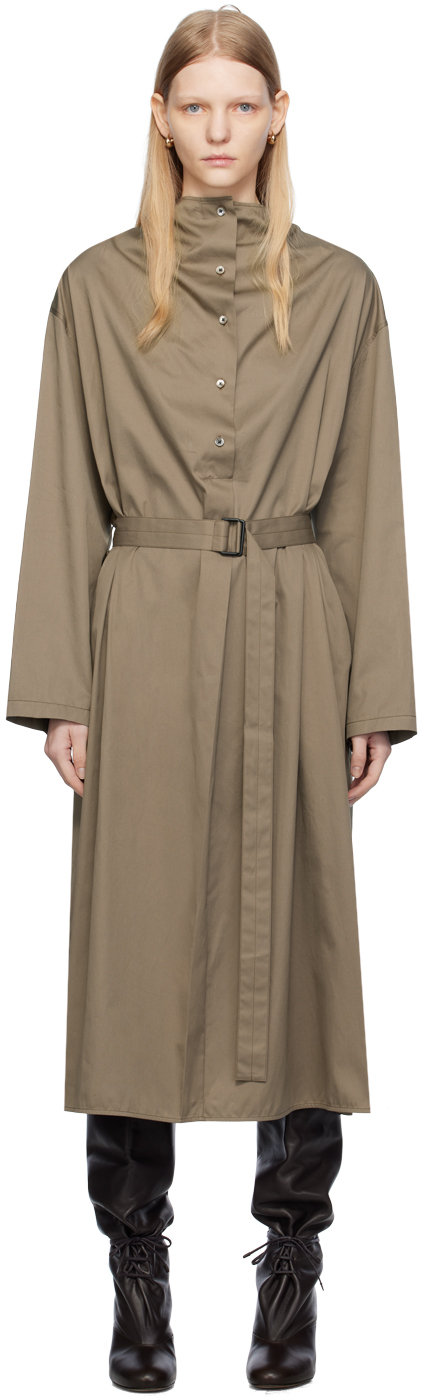 Shop Lemaire Taupe Housse Midi Dress In Br419 Squirrel