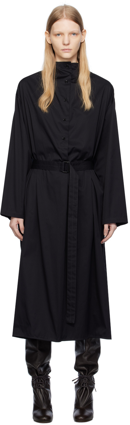 Lemaire Black Housse Midi Dress In Bk999 Black