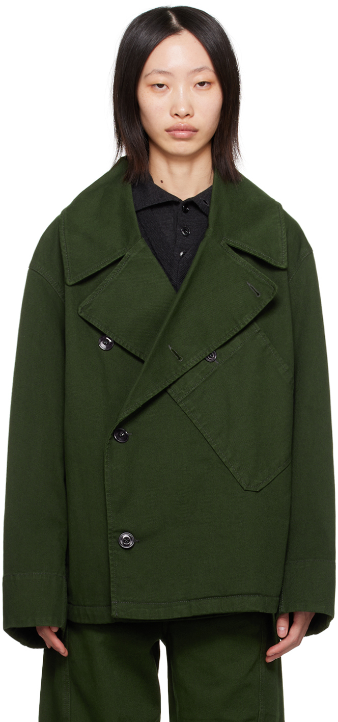 Green Dispatch Denim Jacket by LEMAIRE on Sale