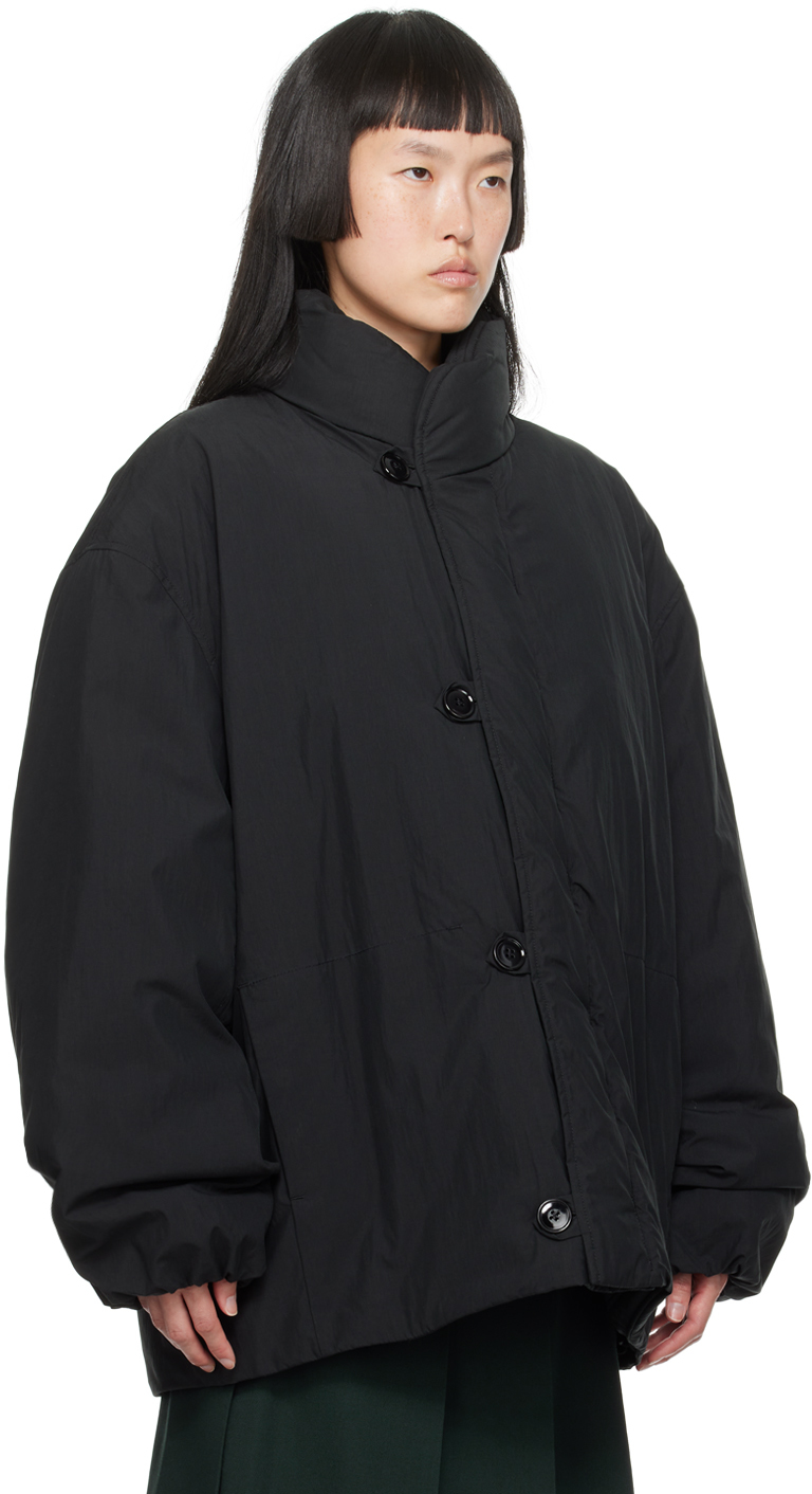 Puffer Jacket Lemaire Blouson LEMAIRE Black Stand Collar Puffer Jacket Lemaire Blouson LEMAIRE Black Stand Collar