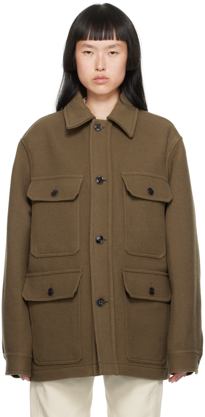 Lemaire Taupe Hunting Jacket In Br500 Dark Squirrel