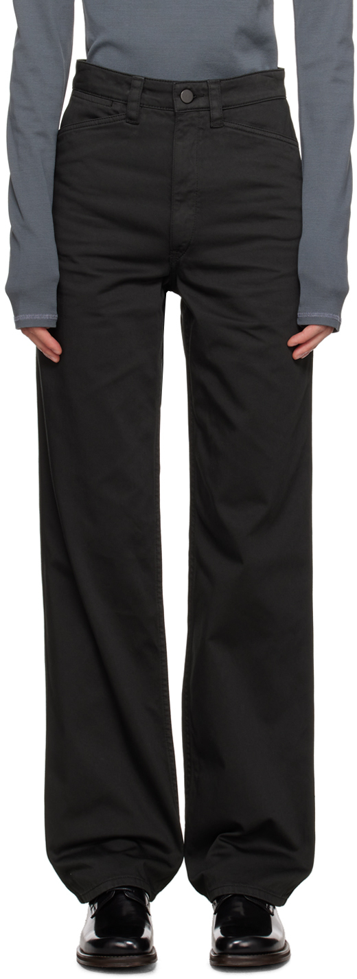 Lemaire Gray Straight-leg Trousers In Gr695 Midnight Green