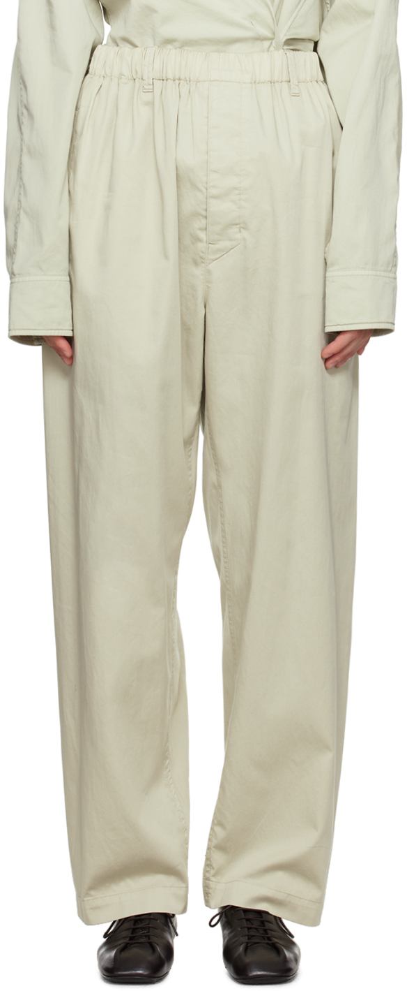 Lemaire Green Relaxed Trousers In Gr601 Light Sage