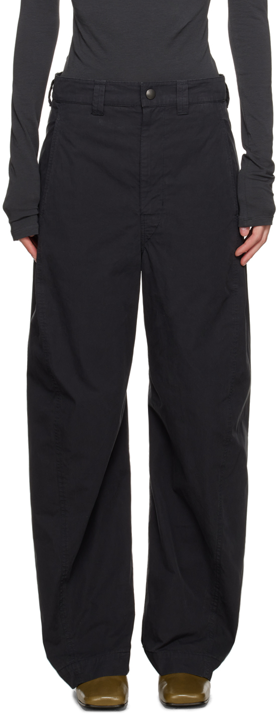 Lemaire Green Twisted Trousers In Gr695 Midnight Green