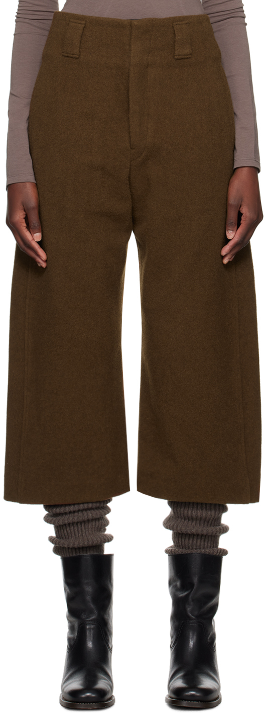 Lemaire Brown Curved Trousers In Br501 Dark Tobacco