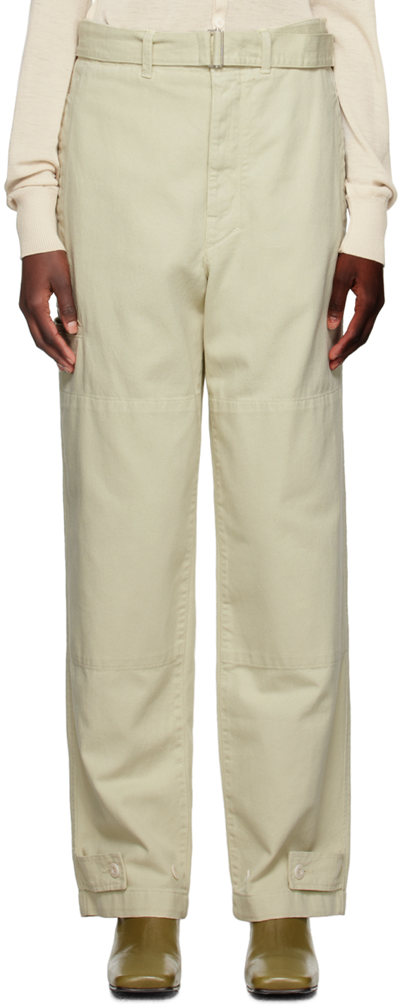 Lemaire Beige Military Jeans In Gr601 Light Sage