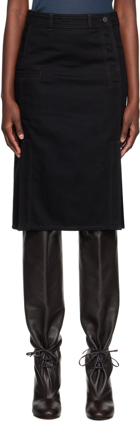 LEMAIRE Black Straight Denim Miniskirt