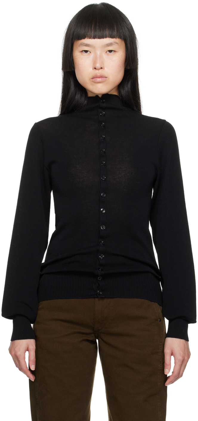 LEMAIRE BLACK FITTED CARDIGAN