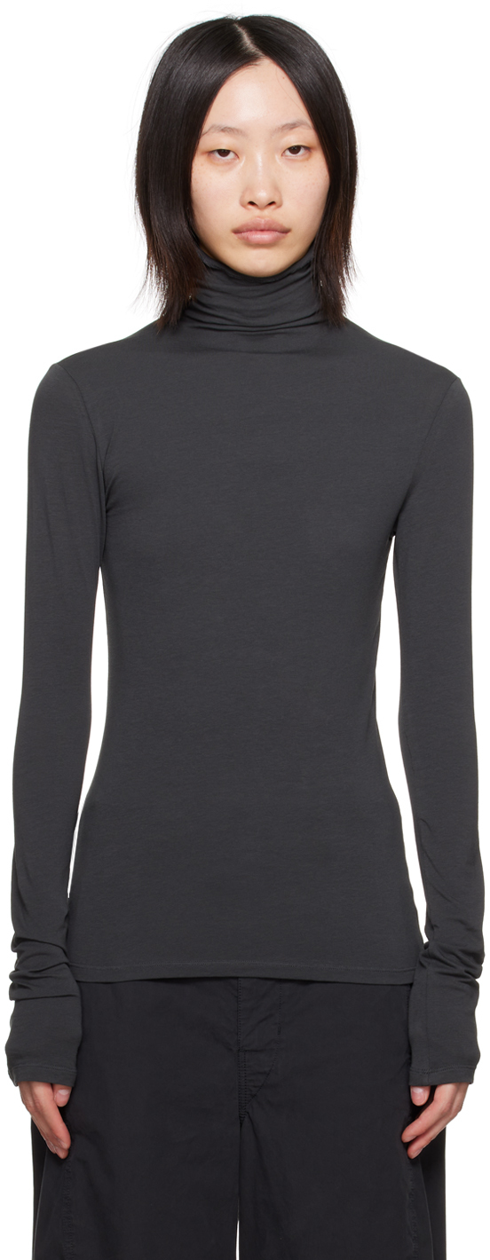 Lemaire Gray Fitted Turtleneck In Bk959 Zinc