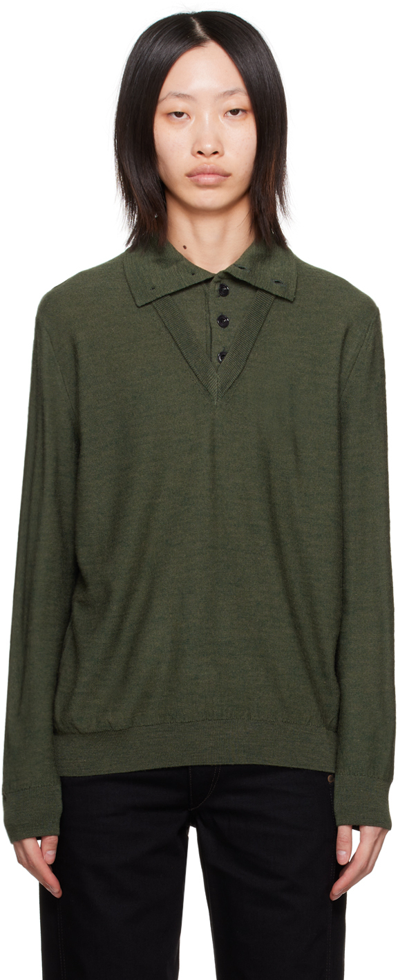 Lemaire Green Trompe L'œil Turtleneck In Gr626 Ivy Green