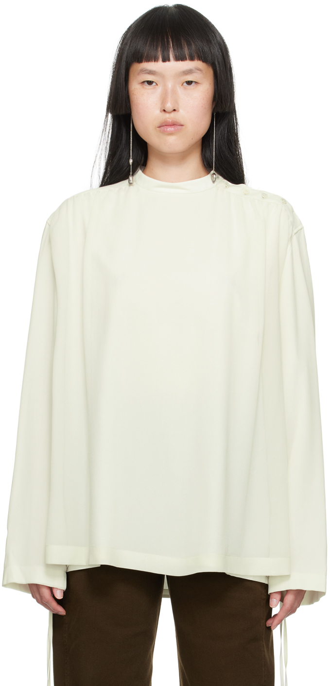 Lemaire Off-white Soft Blouse In Gr601 Light Sage