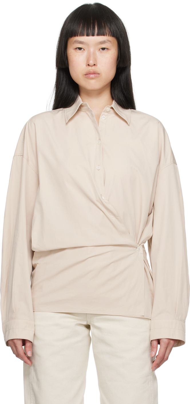 Lemaire Beige Twisted Shirt In Re303 Dusty Rose