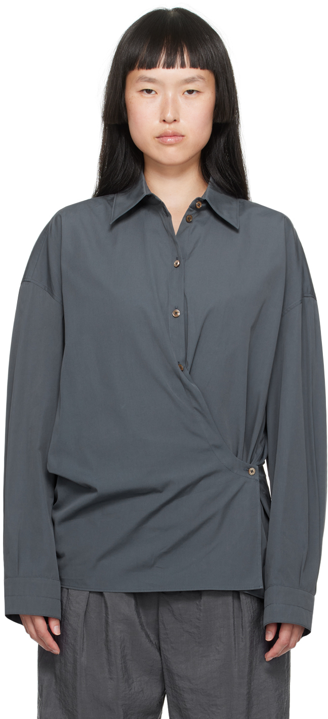 Shop Lemaire Gray Twisted Shirt In Bk991 Asphalt
