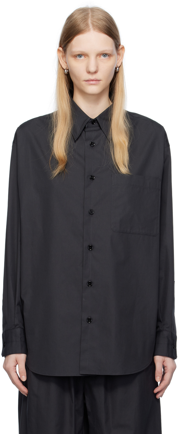 Lemaire Ssense Exclusive Navy Shirt In Squid Ink