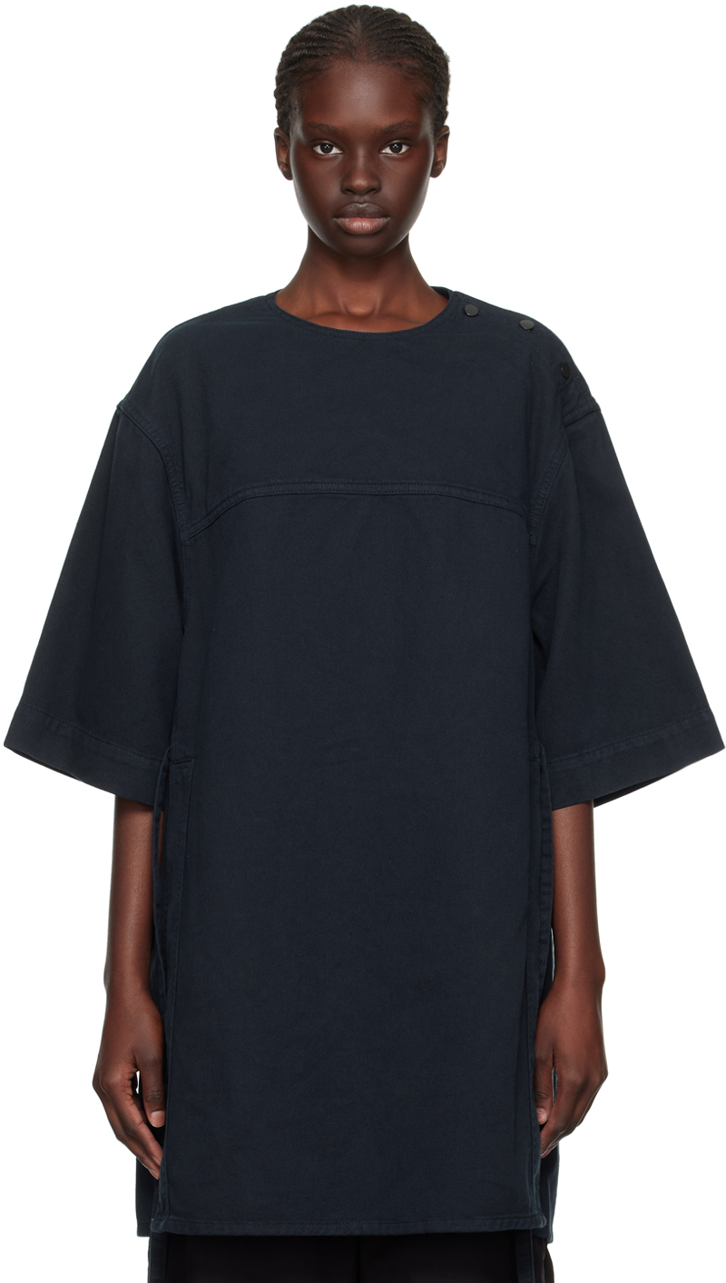 Shop Lemaire Navy Boxy Denim T-shirt In Bl800 Midnight Ink