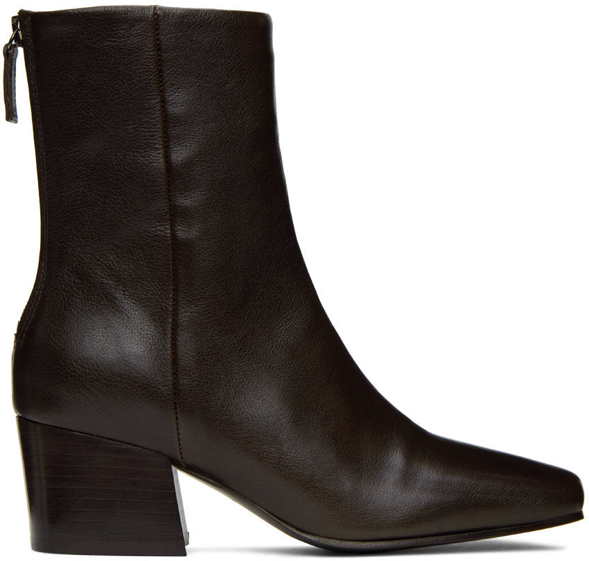 Shop Lemaire Brown Soft 55 Boots In Br490 Dark Chocolate