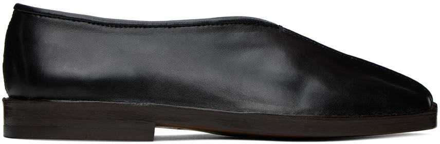 Lemaire Black Flat Piped Slippers In Bk999 Black