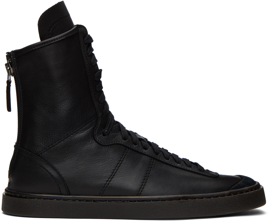 Shop Lemaire Black Linoleum Boxing Sneakers In Bk999 Black