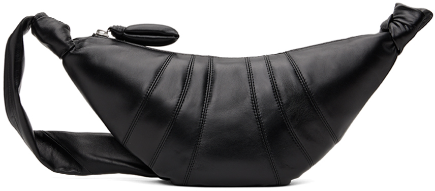 Croissant Small Leather Shoulder Bag in Black - Lemaire