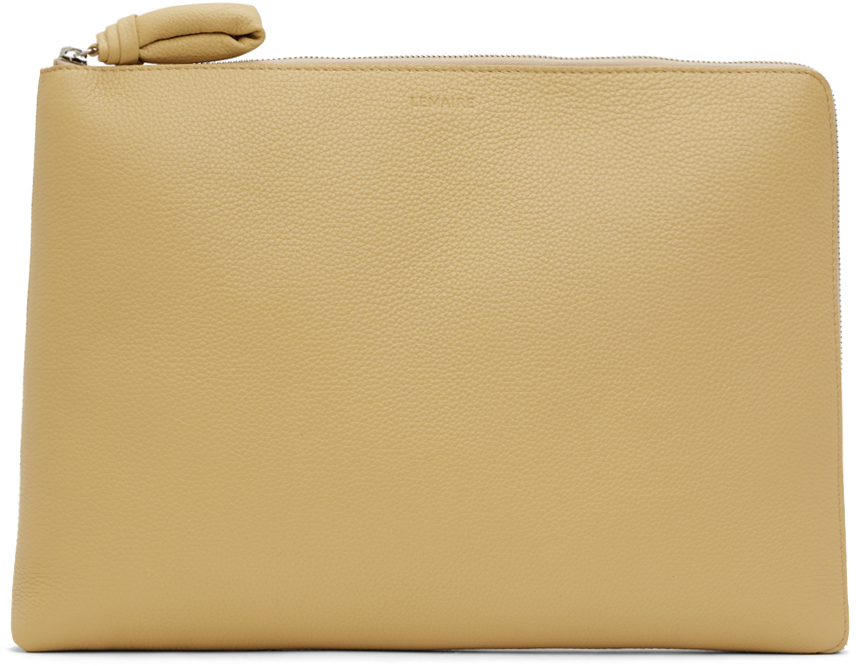 Lemaire Yellow Embossed Pouch In Bg208 Seashell Beige