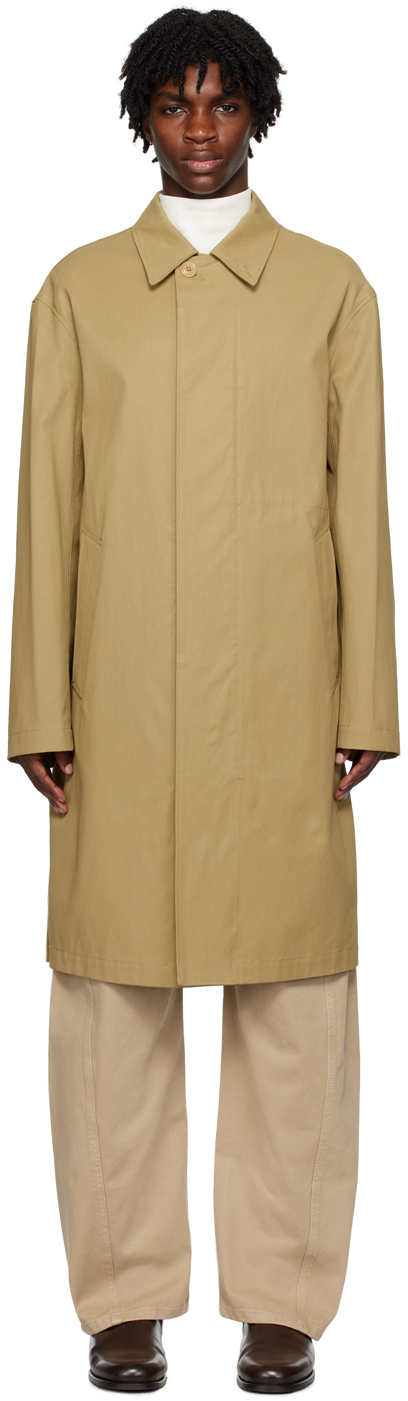 Lemaire Tan Spread Collar Coat In Bg270 Dune