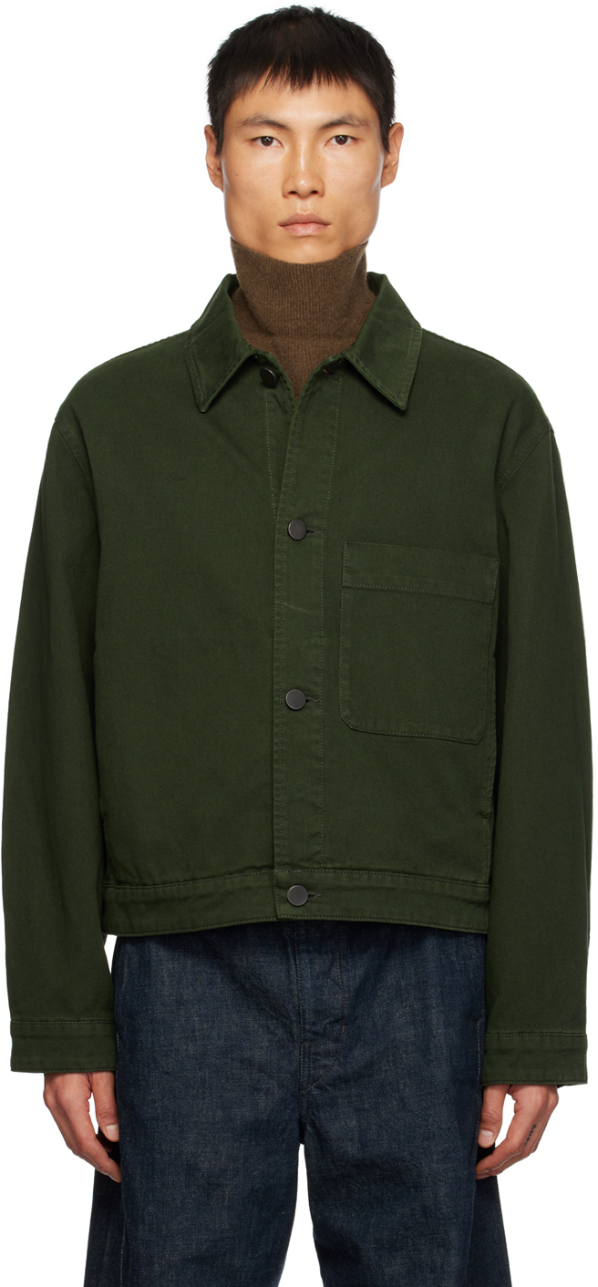 LEMAIRE: Green Boxy Trucker Denim Jacket | SSENSE Canada