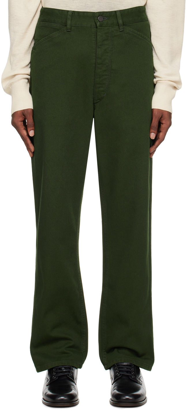 Lemaire Green Curved Jeans In Gr600 Green