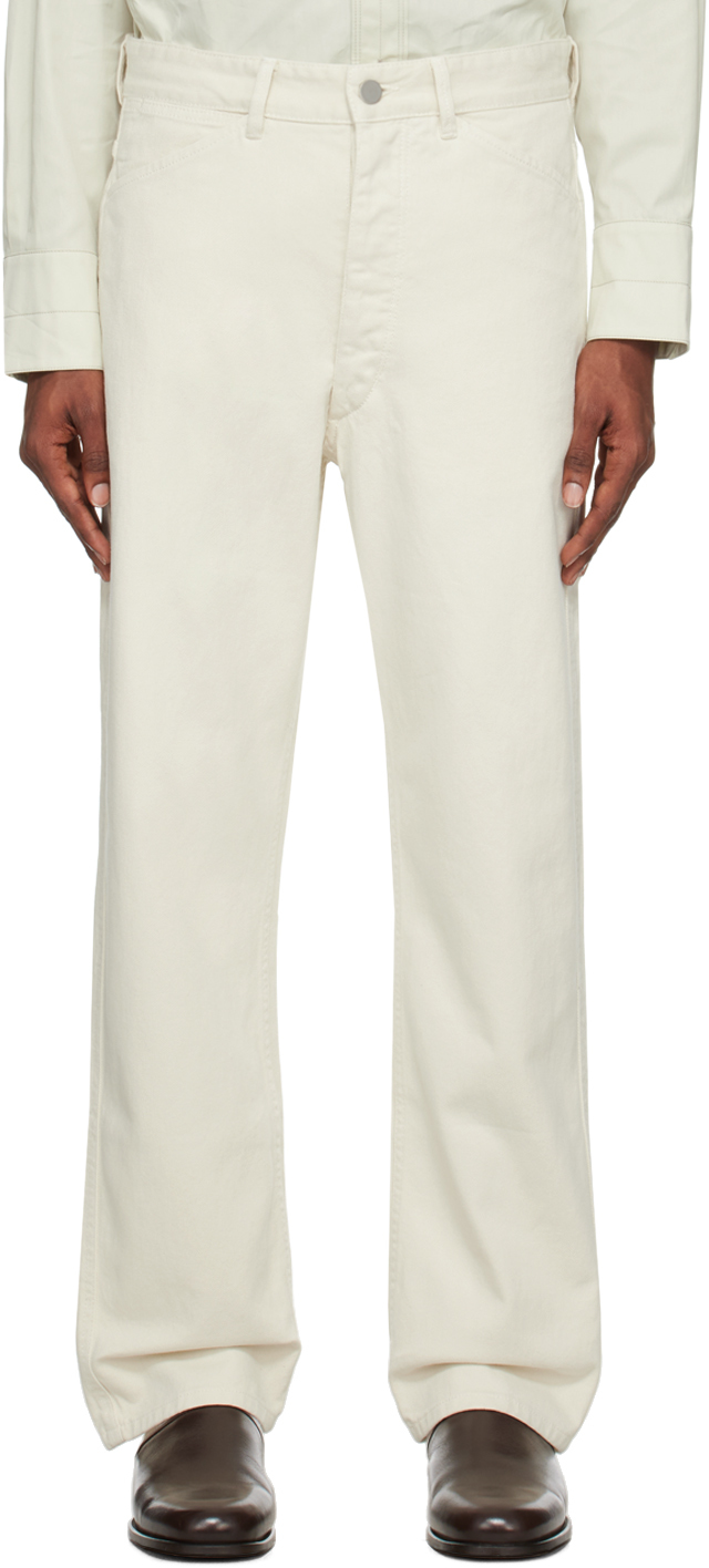 Lemaire White Curved Jeans In Wh038 Clay White