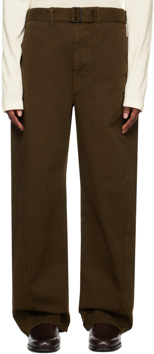 LEMAIRE: Brown Twisted Belted Jeans | SSENSE