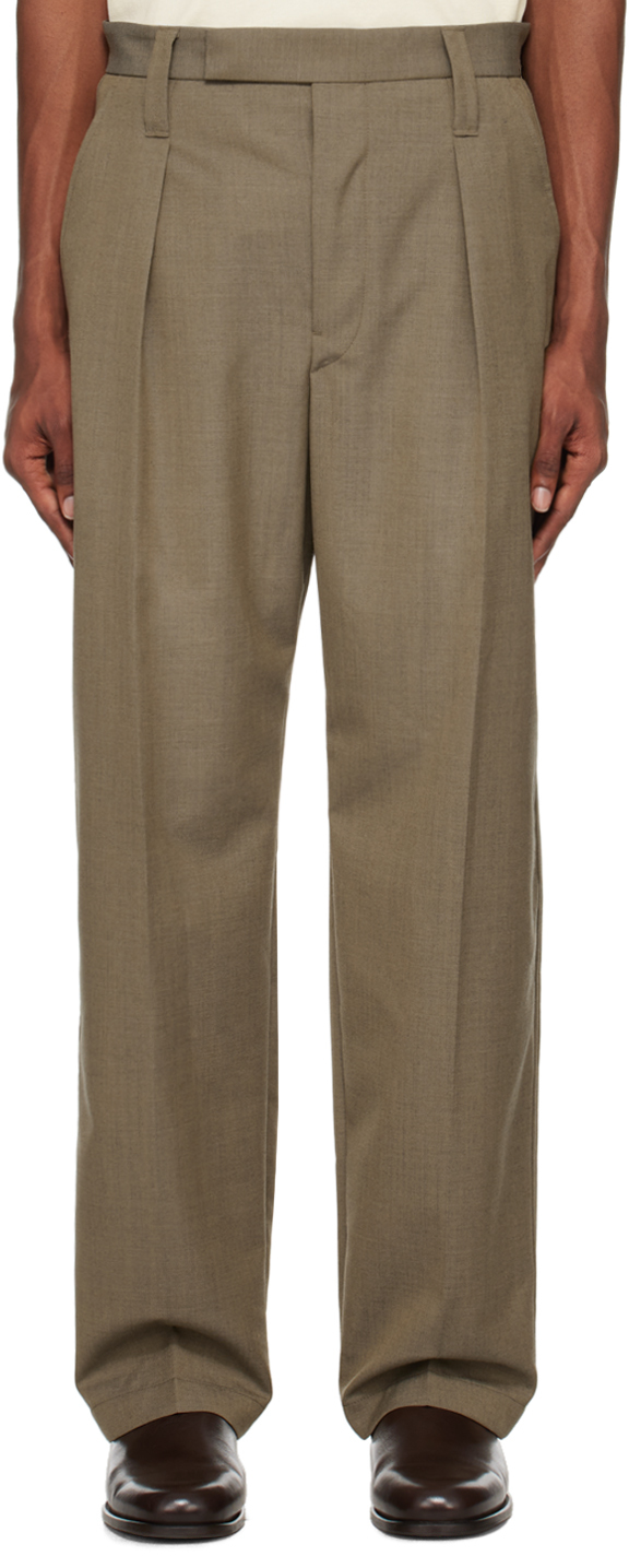 LEMAIRE: Beige One Pleat Trousers | SSENSE