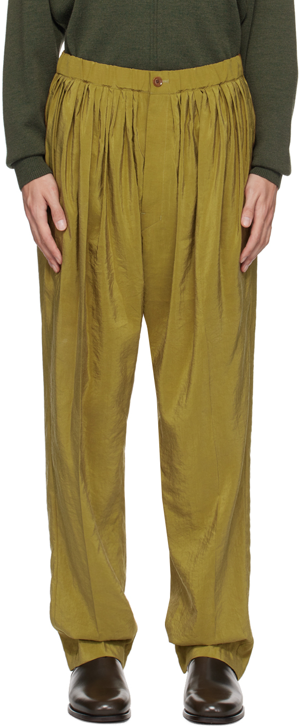 Lemaire Green Relaxed Trousers In Gr690 Pistachio