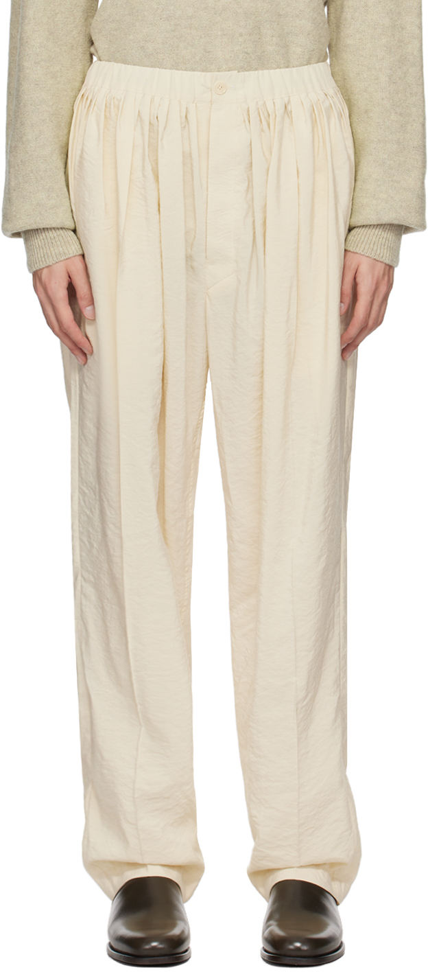 Lemaire Off-white Relaxed Trousers In Wh054 Ecru