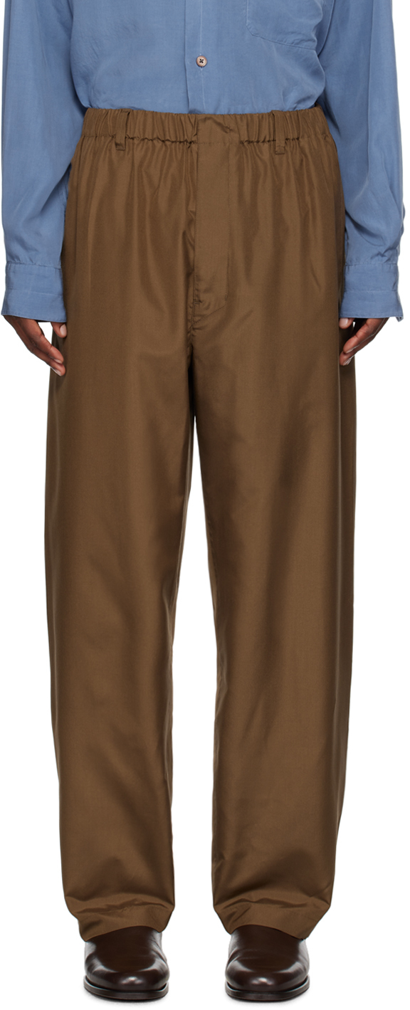 Lemaire Brown Relaxed Trousers In Br501 Dark Tobacco