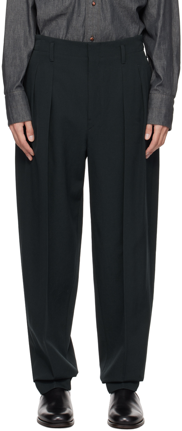 Navy Tapered Trousers by LEMAIRE on Sale