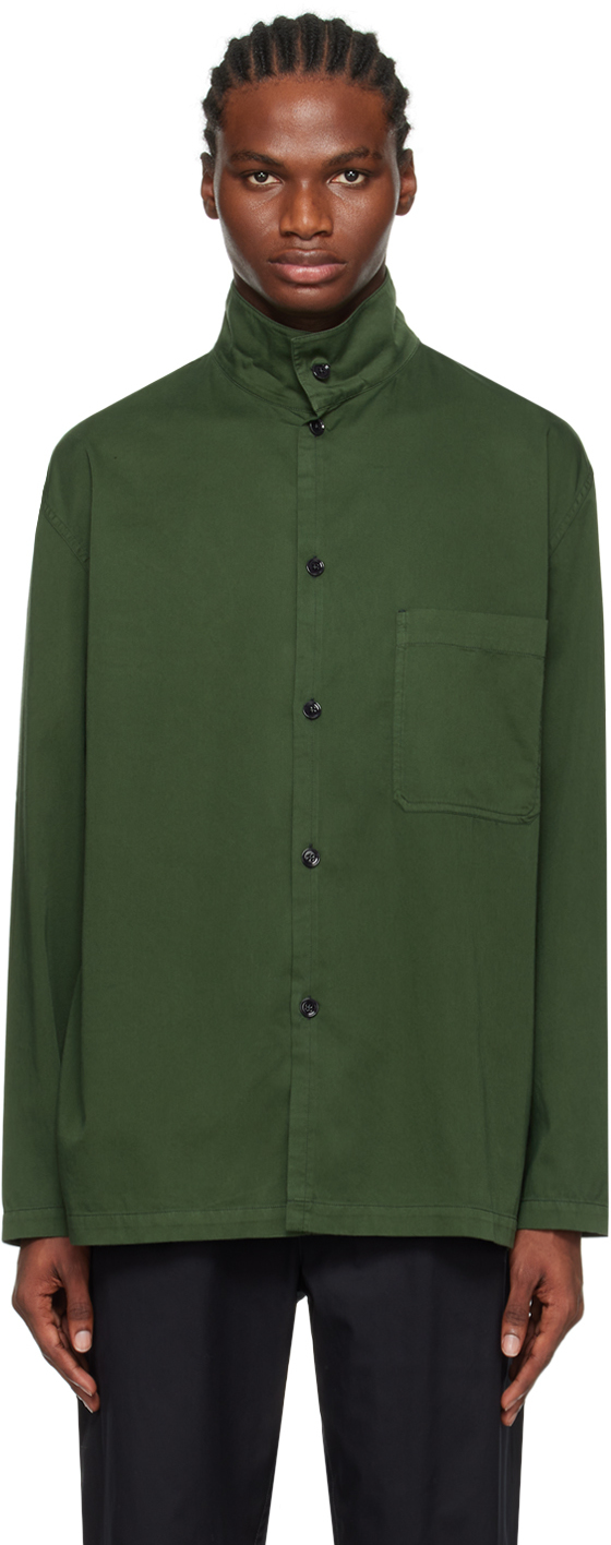 LEMAIRE GREEN STAND COLLAR SHIRT