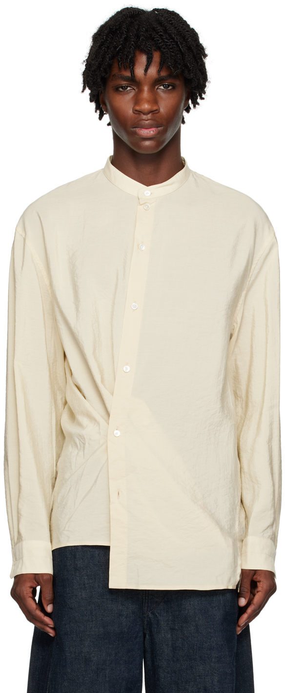 Lemaire Off-white Twisted Shirt In Wh054 Ecru