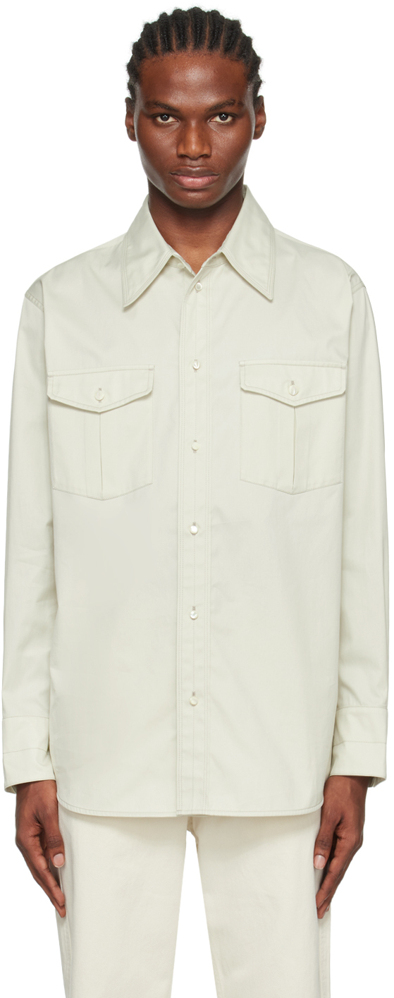 Lemaire Off-white Relaxed Shirt In Wh011 Silver Birch