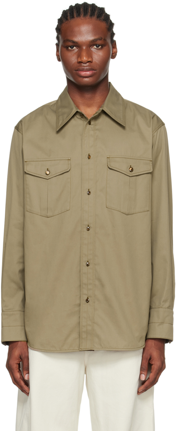 Lemaire Taupe Relaxed Shirt In Br419 Squirrel
